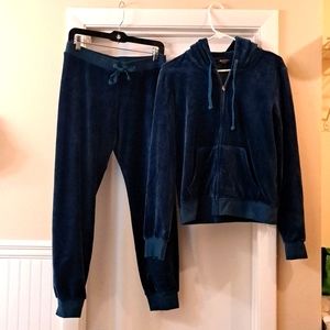 Juicy Couture Black Label Teal Blue Gorgeous Hoody/Jogger Bundle. PantsM,JacketL